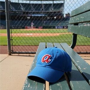 Atlanta Braves Hat Cap Strap Back Blue Red Logo Baseball Adjustable